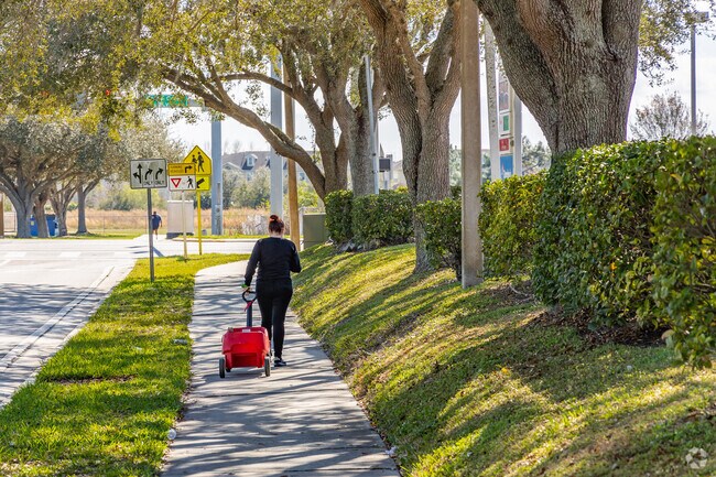 Residents in Cross Creek can walk to schools to pick up their kids with wagons.
