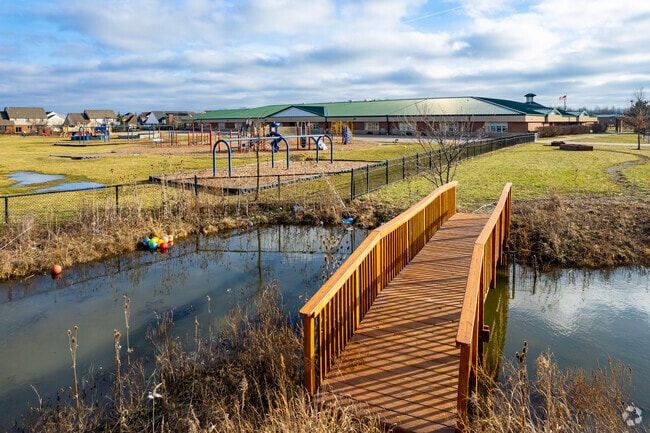 Footbridge behind Workman Elementary School.