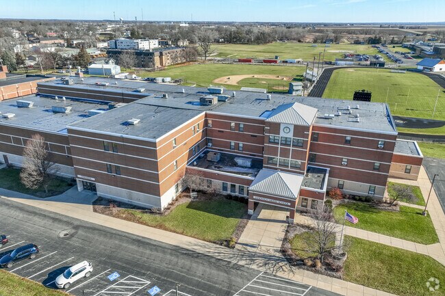 Sandwich Middle School is a multi level brick building in Sandwich.