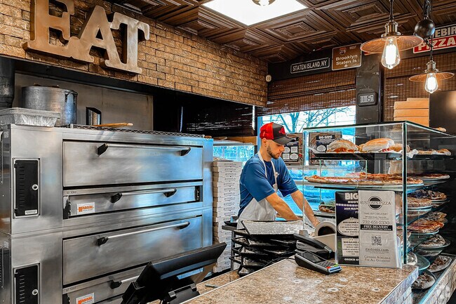 Rustoni's Pizza parlor makes fresh pies daily in Sayreville, NJ.