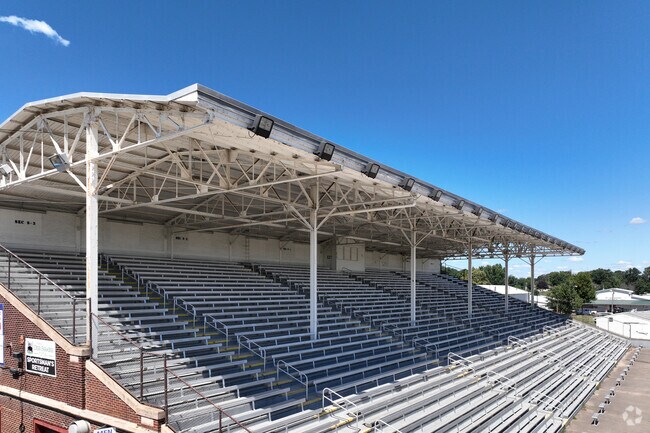 Residents of the Fairgrounds neighborhood can enjoy a shaded seat in the stands.