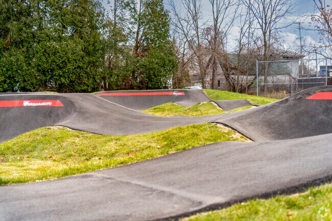 Veterans Memorial Park has a pump track for bikers in Stockbridge.