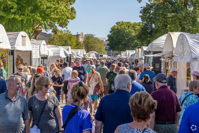The Riverwalk Fine Art Fair is held in central Naperville.