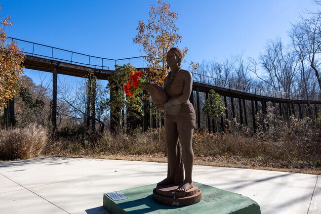 Roswell reception stone-carved sculpture of an African woman.