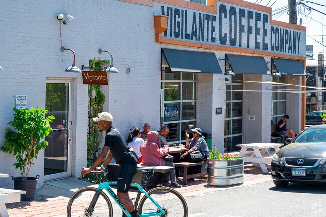 Vigilante Coffee isn't far from the Anacostia Tributary Trail System and has bike racks.