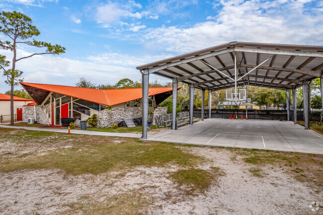 Plato Academy Seminole charter school offers a basketball court for students to practice on.