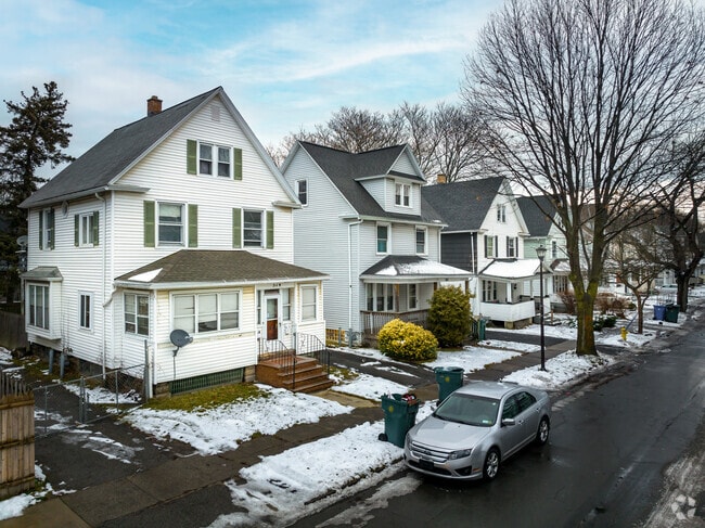 Many three-story homes line the streets of Upper Falls.