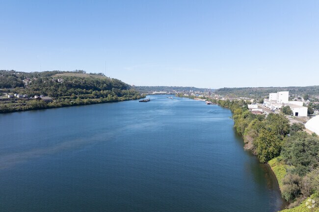 The Ohio River runs along Follansbee’s industrial section.