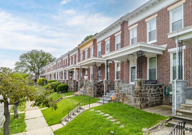 There are many rowhome's in CHM with a small green space and open front porch.