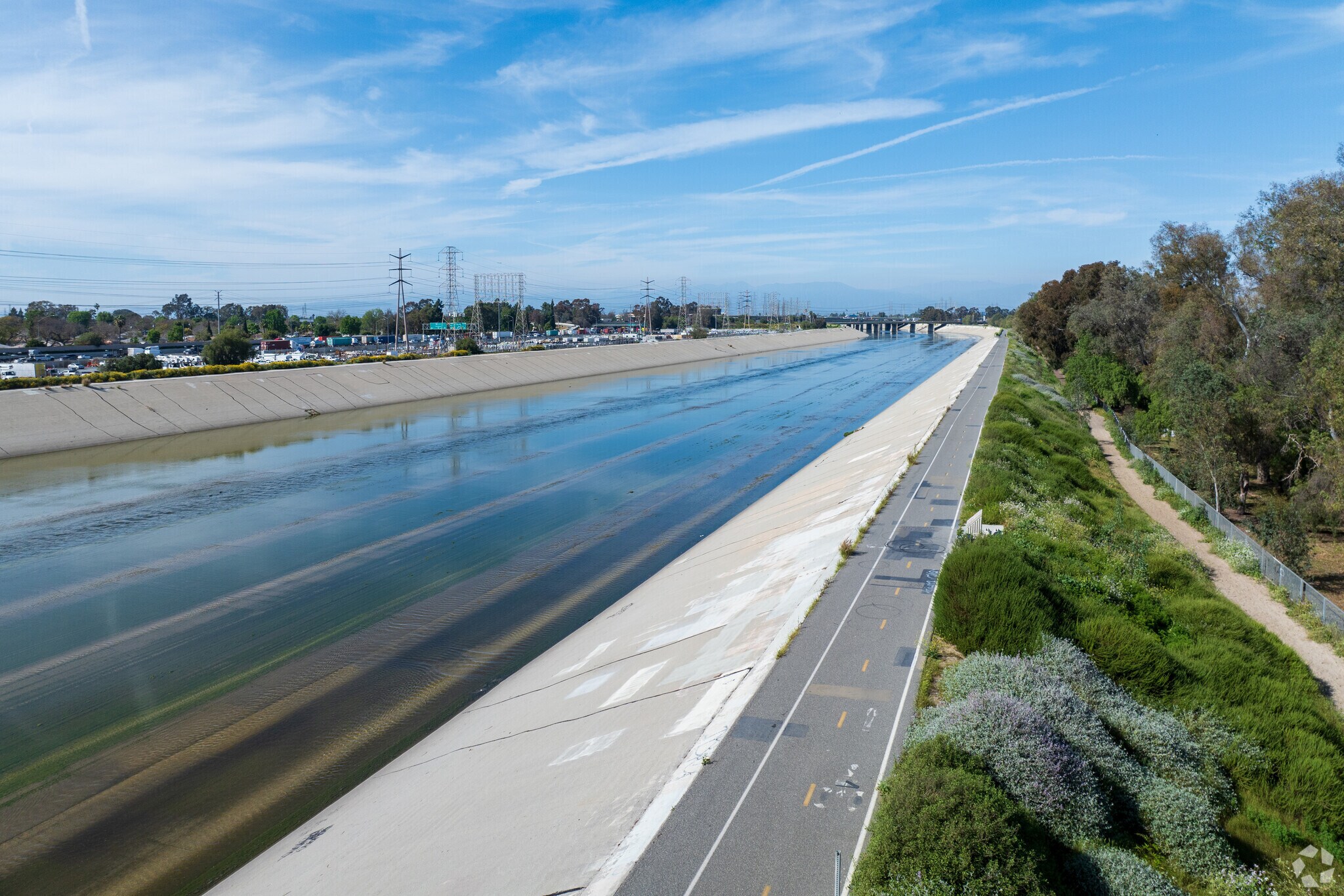 The Los Angeles River has a bike trail that takes you to Long Beach
