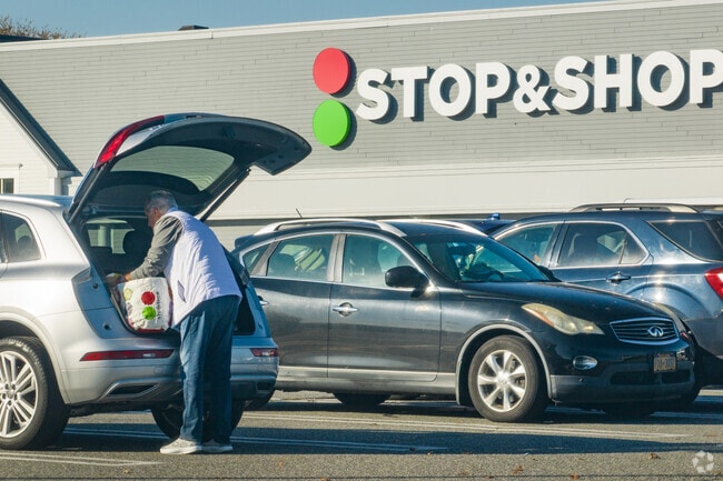 Local residents heading into Stop & Shop in Bohemia.