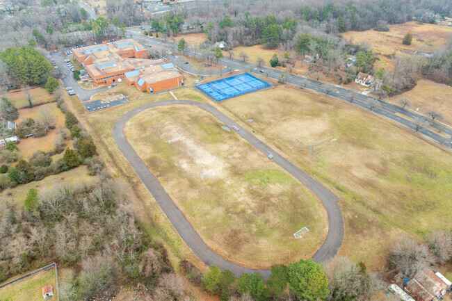 An aerial view of Thomas C. Boushall Middle School.
