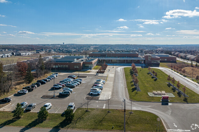 Brookview Elementary faces north, and has a large green space around the school.