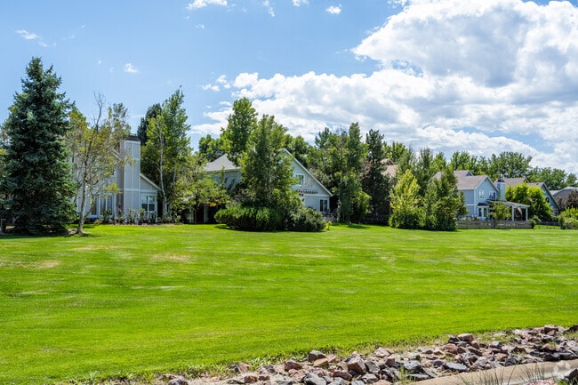 Homes along the park in Highland Park, Broomfield, Colorado.