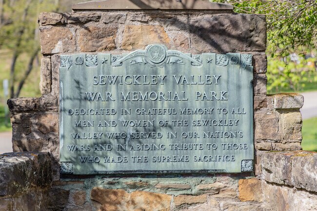 Sewickley Valley War Memorial Park is located on the outskirts of Sewickely.