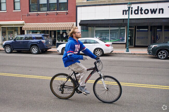 Downtown Elmira is pedestrian friendly and many residents choose to ride bicycles to get around.