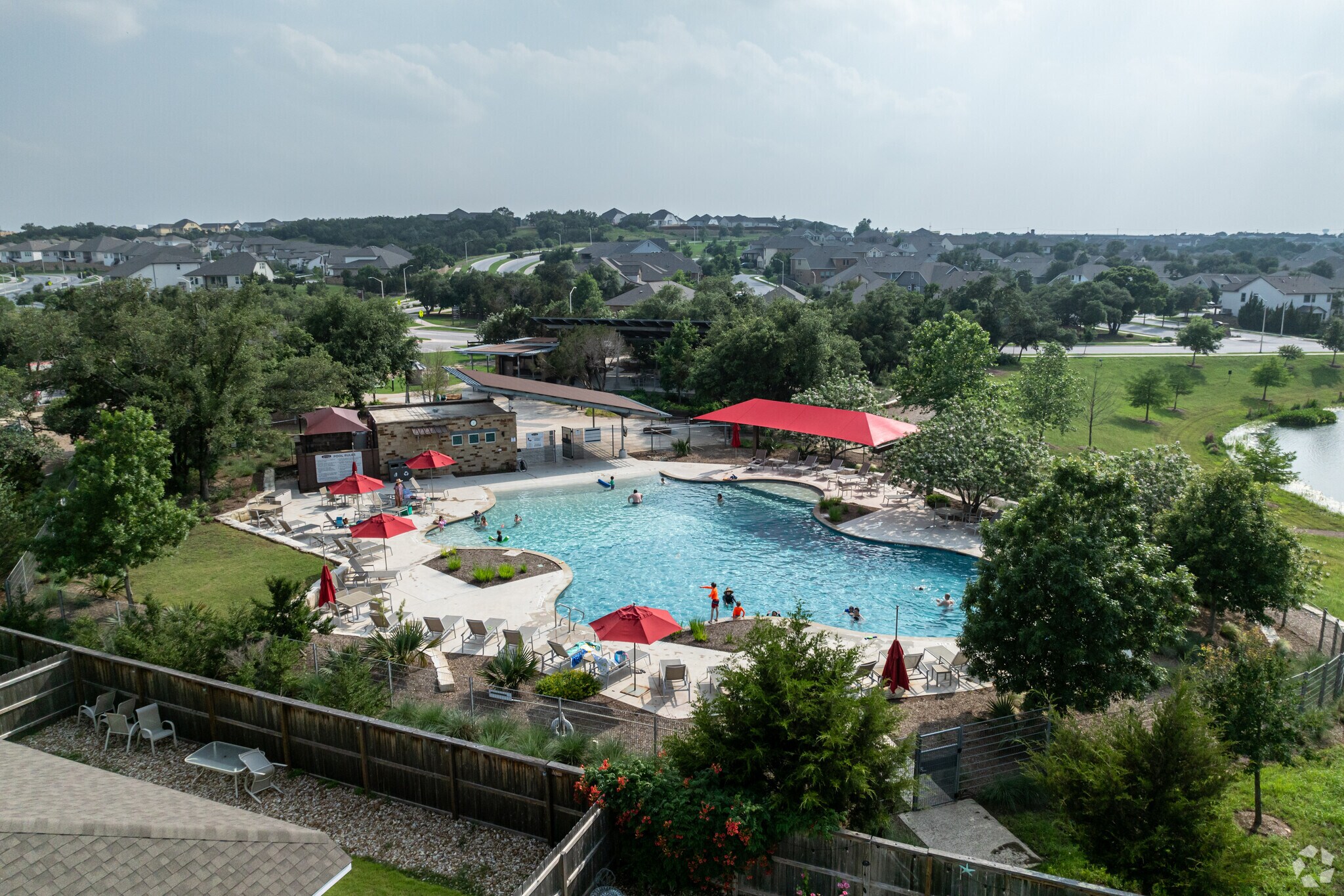 The Bryson Ridge Amenity Center features a large, gated pool for locals to enjoy.