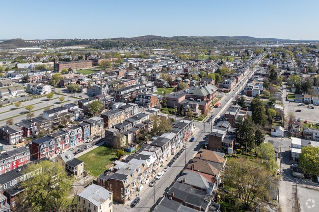 Northeast York is an urban area with housing consisting of townhomes in varying styles.