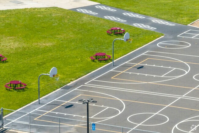 The basketball courts at Schendel Elementary School in Delhi.
