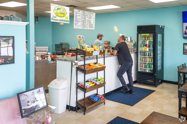 Savor a classic combo, hot dog and Del's Lemonade in North Swansea, MA.