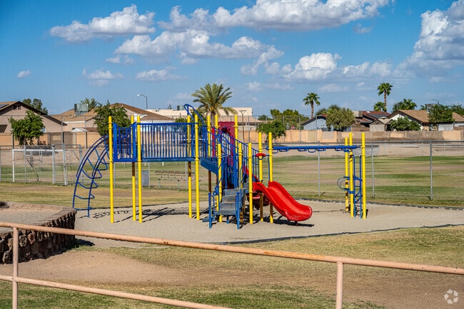 Children enjoy the playground at Eligio Ramirez Park in San Luis.