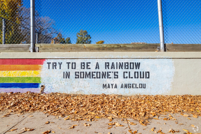 Skinner Middle features a quote by Maya Angelou, Try to be a rainbow in someone's cloud.