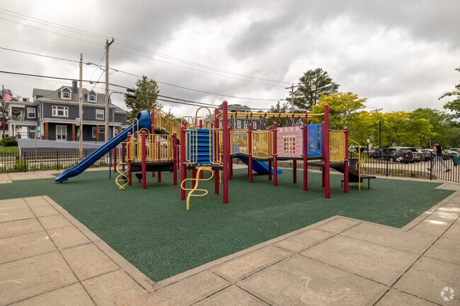 A play structure that sits on the grounds of Dr. W Arnone Community School In Brockton.