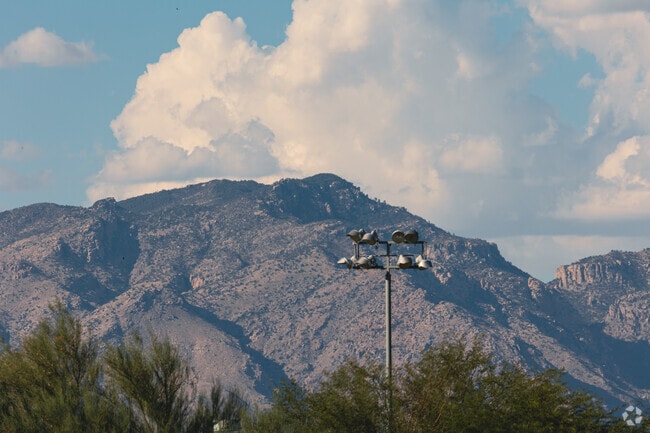 Looking up at the tall mountains Lakeside Park homes enjoy views of the surrounding Tucson mountains and desert landscape.