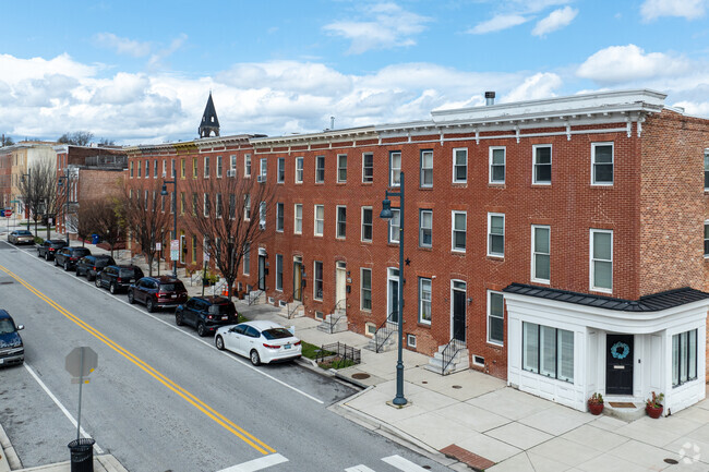 Most homes in Broadway East are traditional brick row-houses.