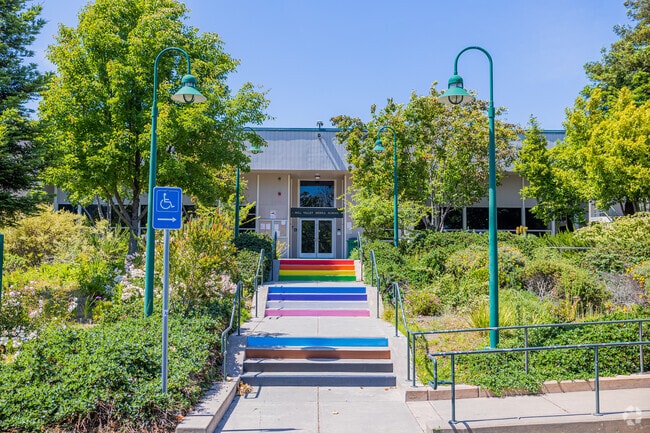 Colorful steps celebrate diversity and inclusion at Mill Valley Middle School.