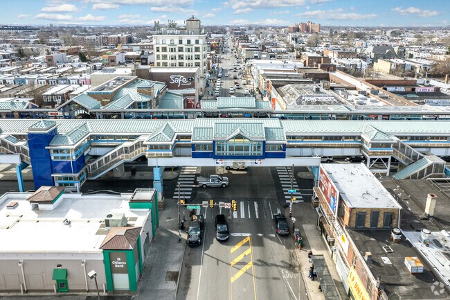 Aerial view of the SEPTA Market-Frankford Line Station in the Haddington neighborhood.