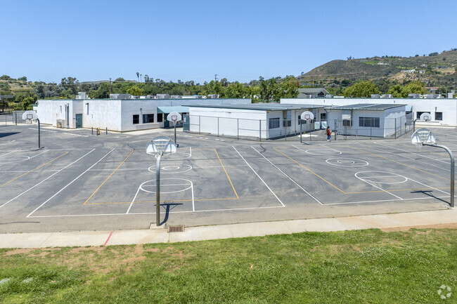 The basketball court of the Twin Oaks Elementary School in San Marcos.