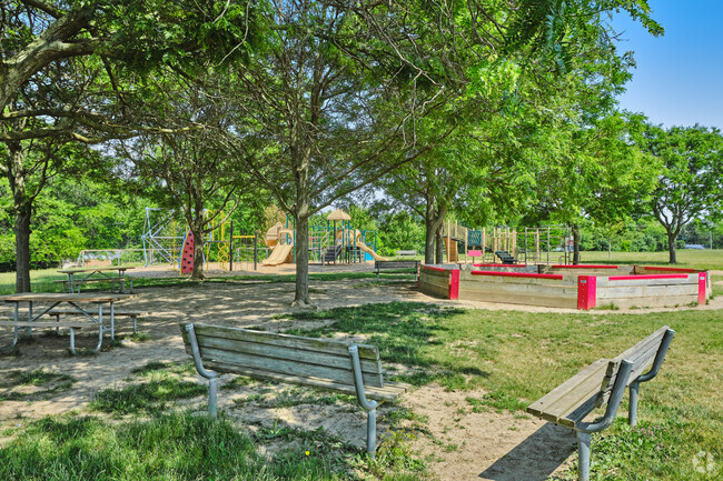 Allen Elementary features an extensive play area that is shared with Buhr Park.