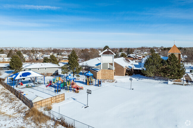 The rear play areas at Lord of Life Lutheran School in Thornton, Colorado.
