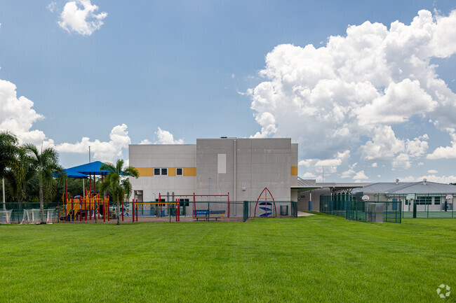 Pinecrest Elementary School in Immokalee has a playground adjacent to the building.