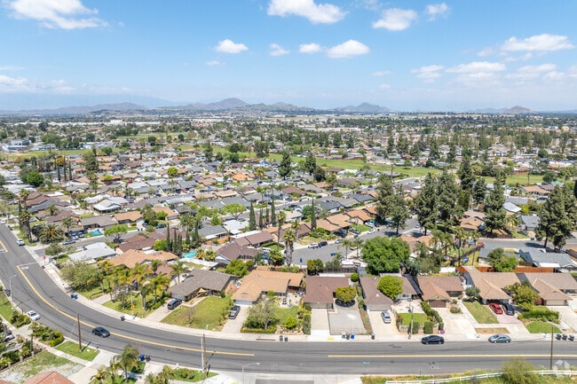 In Arlanza, the elevated view showcases homes in a beautiful suburban neighborhood.