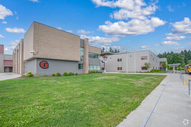 Exterior view of Glencoe High School in Hillsboro, Oregon.