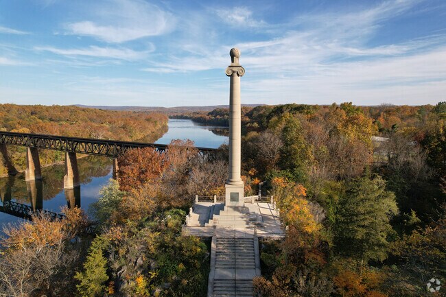 The B&O Railroad, Potomac River and Rumsey monument create a stunning view in Shepherdstown.