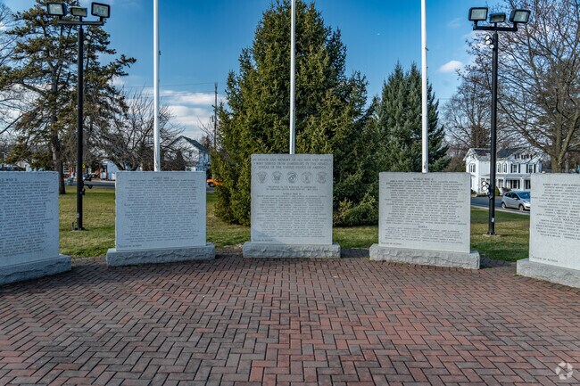 Each monument in Veterans Memorial Park represents a war with names of soldiers.