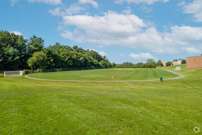 The large soccer field sits behind the Edgar Allan Poe Middle School in Annandale, VA.