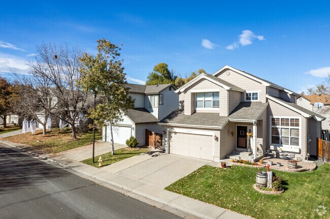 Newly built craftsman homes line the streets of the Columbine Meadows neighborhood in Broomfield, Colorado.