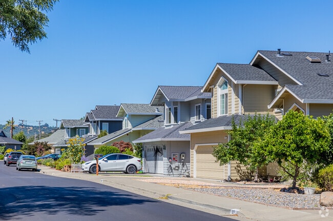 Venetia Valley's newer homes are neatly presented from the sidewalk.