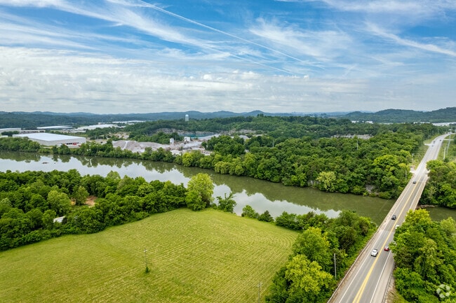 The French Broad River borders the southern side of Asbury-Forks of the River.