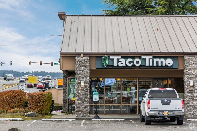 Taco Time is between residential and highway areas in Smokey Point.