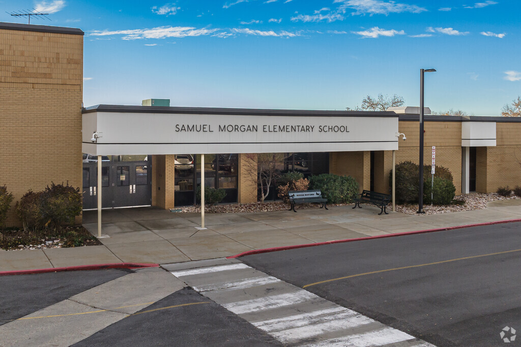 Morgan Elementary School in Fruit Heights has a welcoming entrance with two sets of double doors
