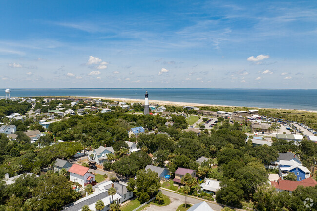 Natural marshes surround Tybee Island near Savannah.