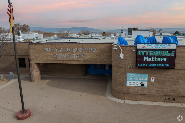 Front entrance of Mary Ann Binford Elementary.