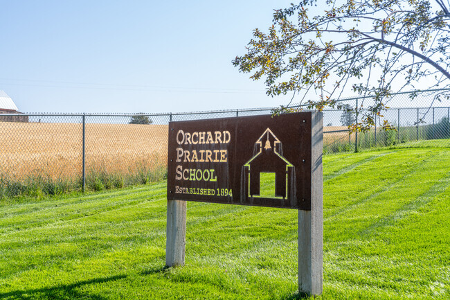 Orchard Prairie Elementary sits next to lots of farm land.