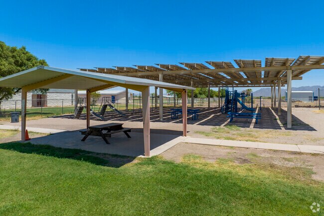 Kids attending Eloy Intermediate School can play and have lunch in the shade.