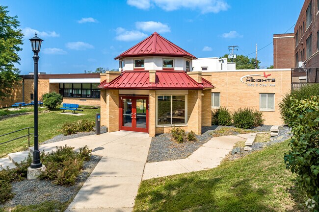 The Heights Community School in the Greater East Side features a welcoming entrance.